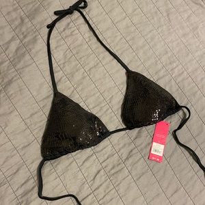 Black sequin bikini top NWT